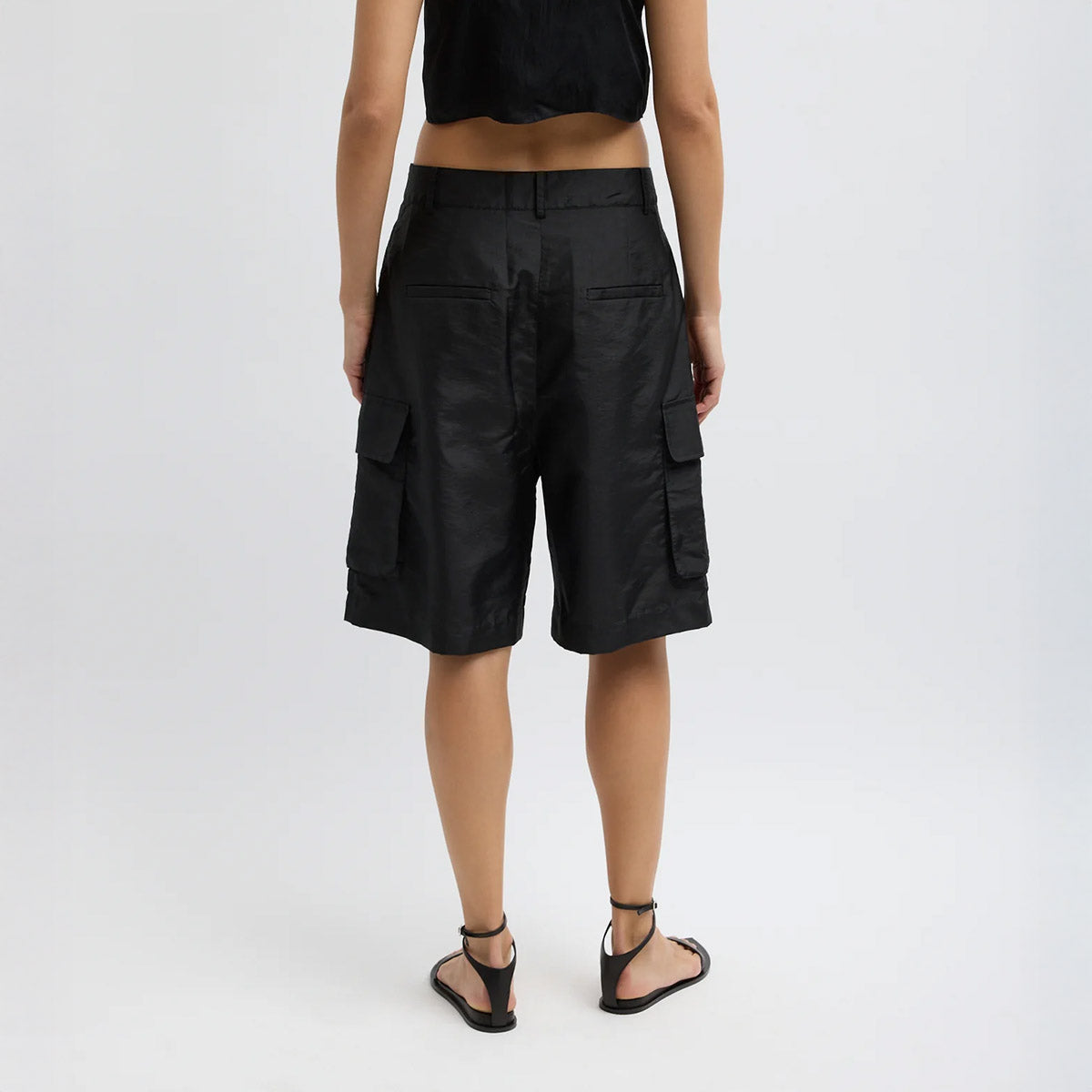 Crispy Nylon Stella Short in Black