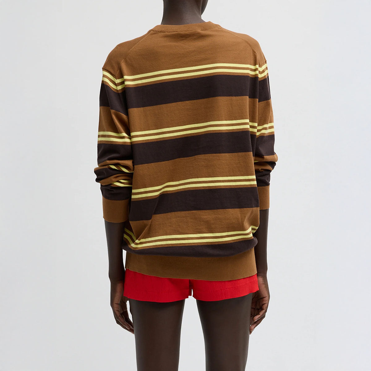 Perfect Crew Pullover in Brown Multi Stripe