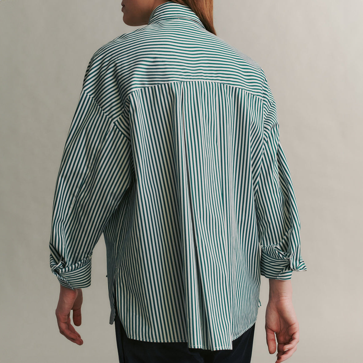 New Earl Blouse in Hunter Green Stripe