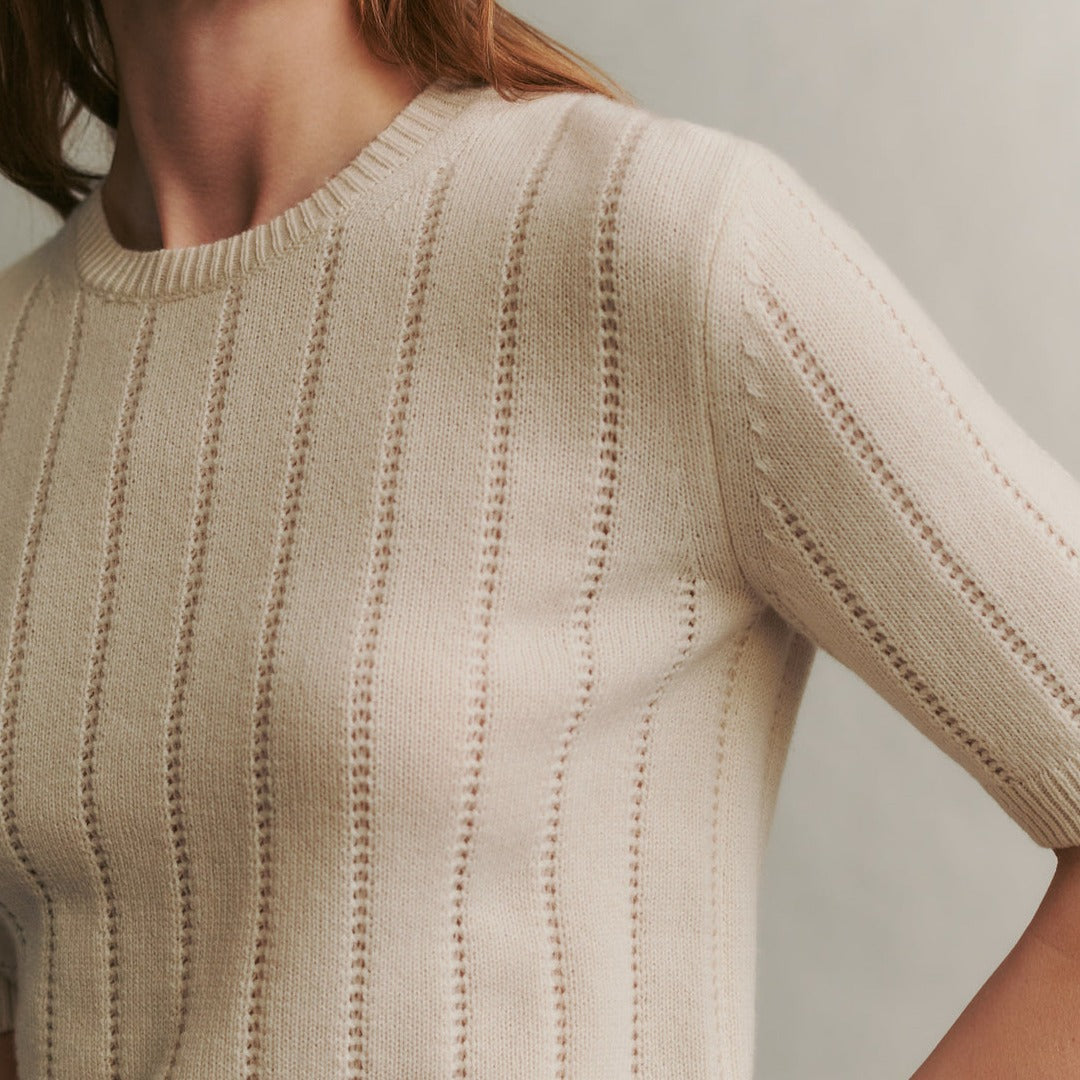 Audrey Pointelle Sweater in Ivory