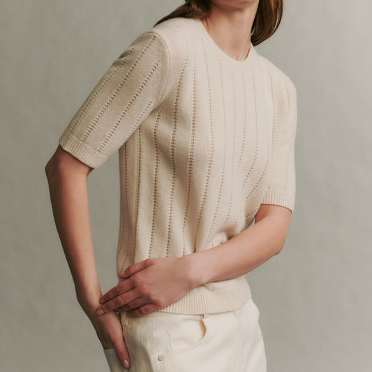 Audrey Pointelle Sweater in Ivory