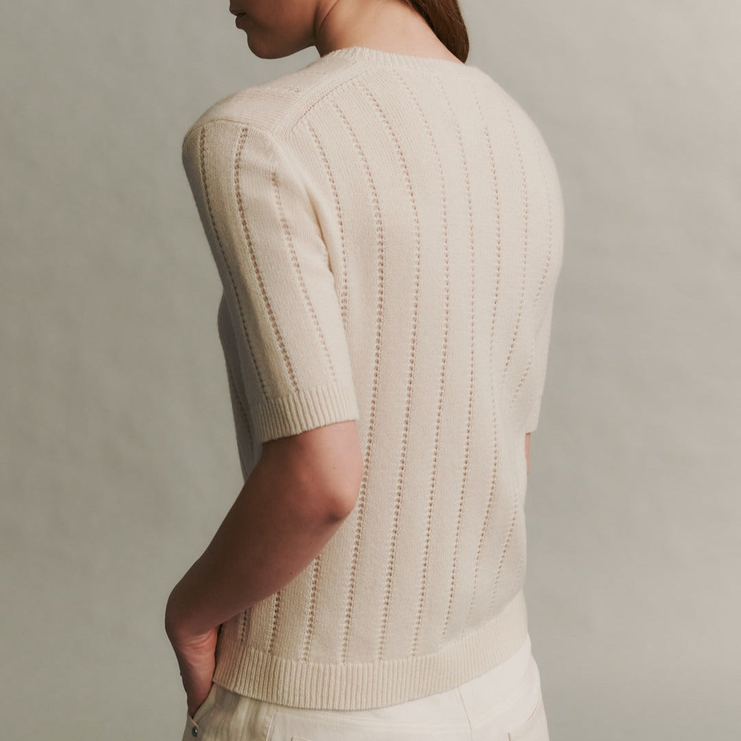 Audrey Pointelle Sweater in Ivory