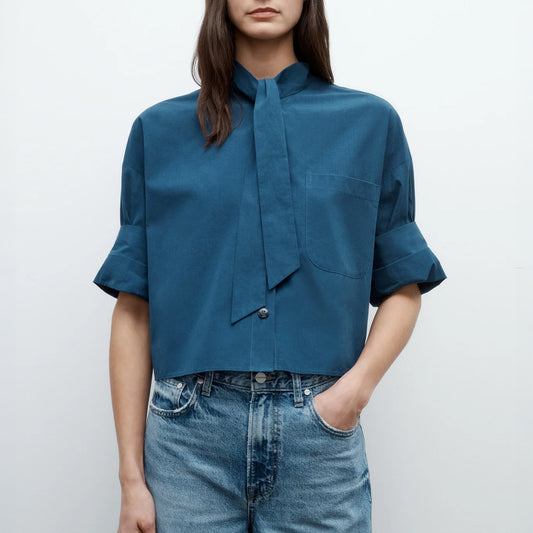 Next Ex Tie Blouse in Blue Wing Teal