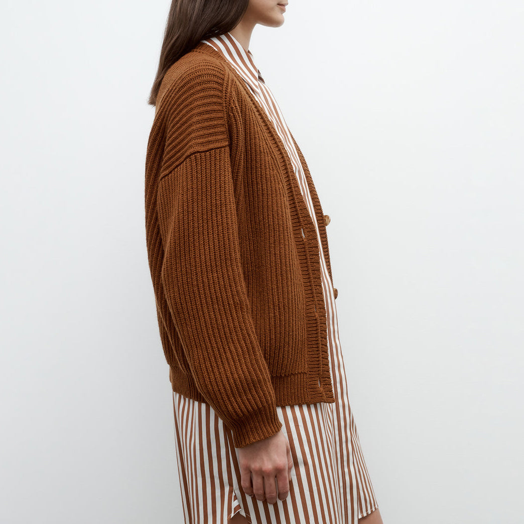 Knit Cardigan in Nut Brittle