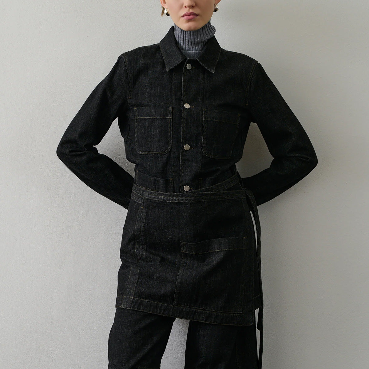 Garry Long Jacket in Black Denim