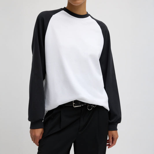 Perfect Baseball Tee in Black and White