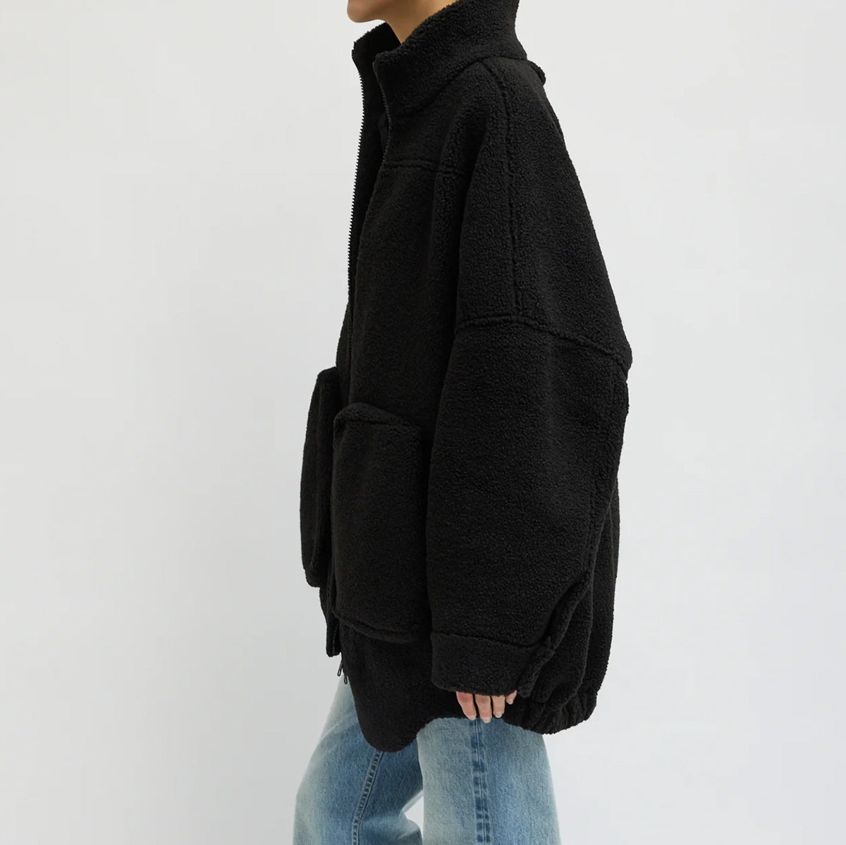 Cozy Fleece Cubic Zip Up in Black