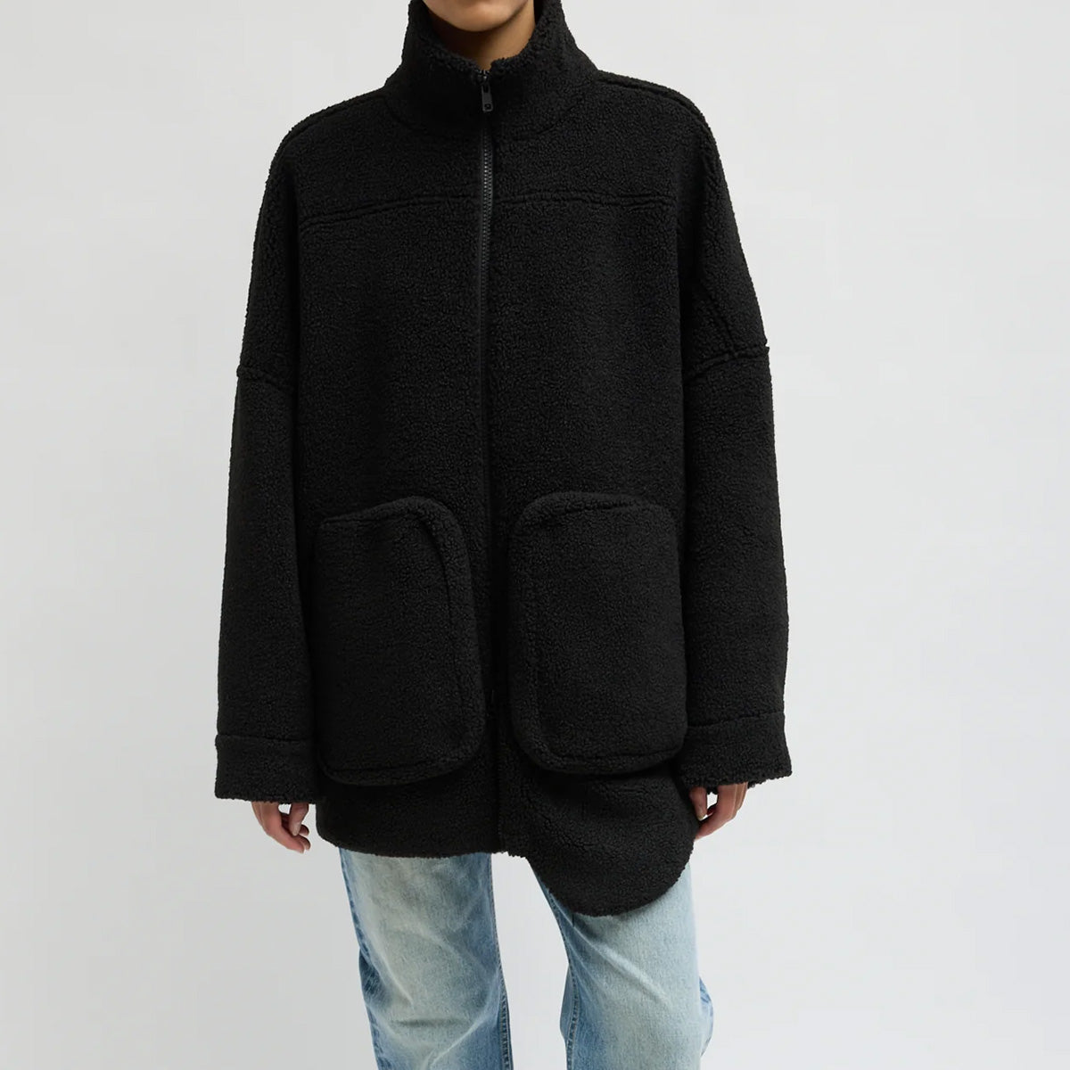 Cozy Fleece Cubic Zip Up in Black