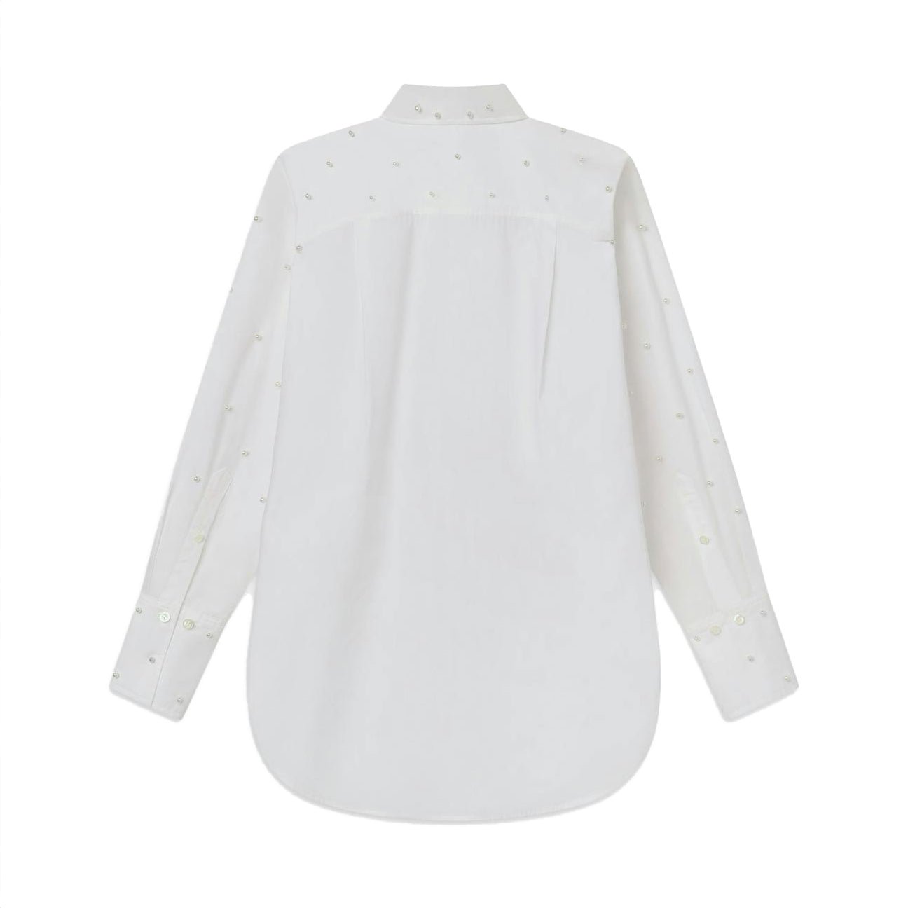 Oversized Pearl Button Up in White