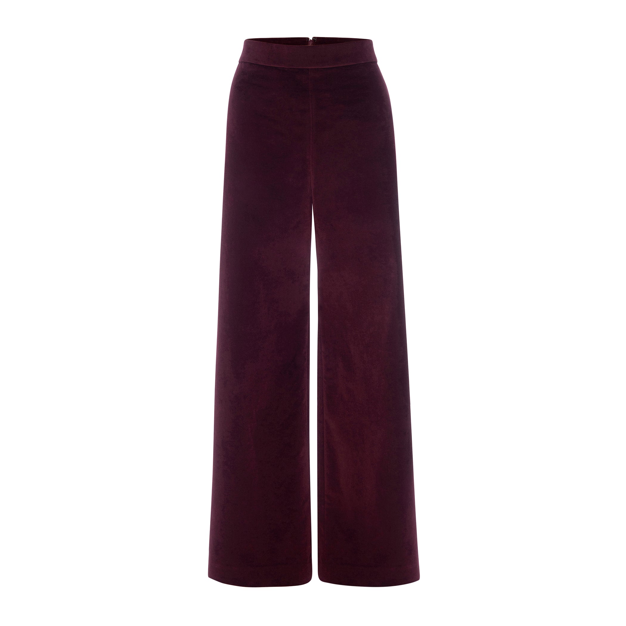 Wide Leg Velvet Pant in Wine