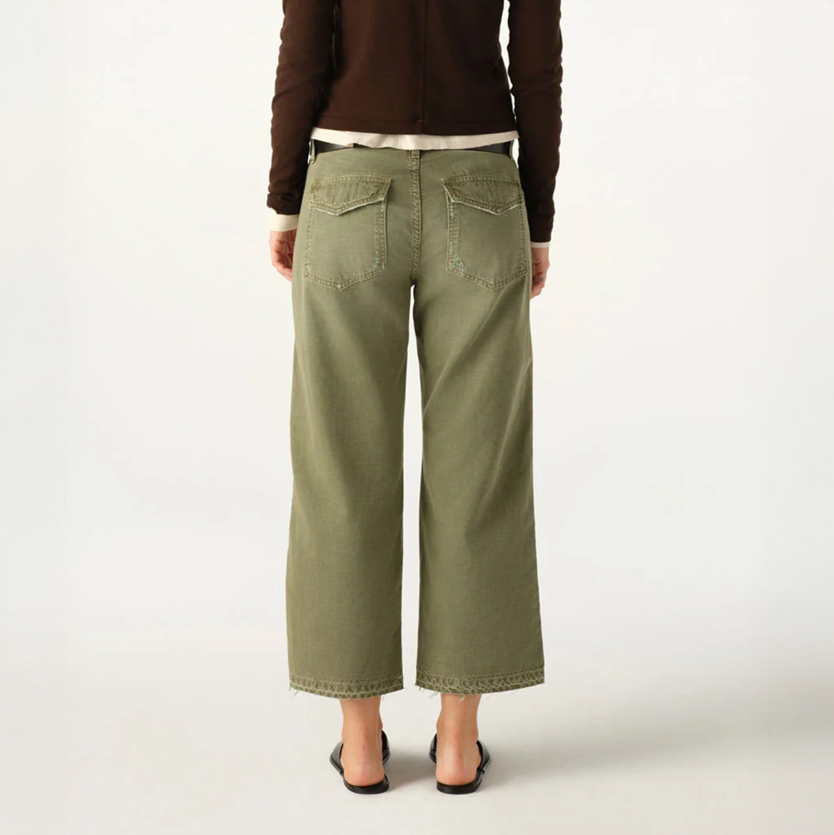 Easy Army Slouch Crop in Surplus Mended