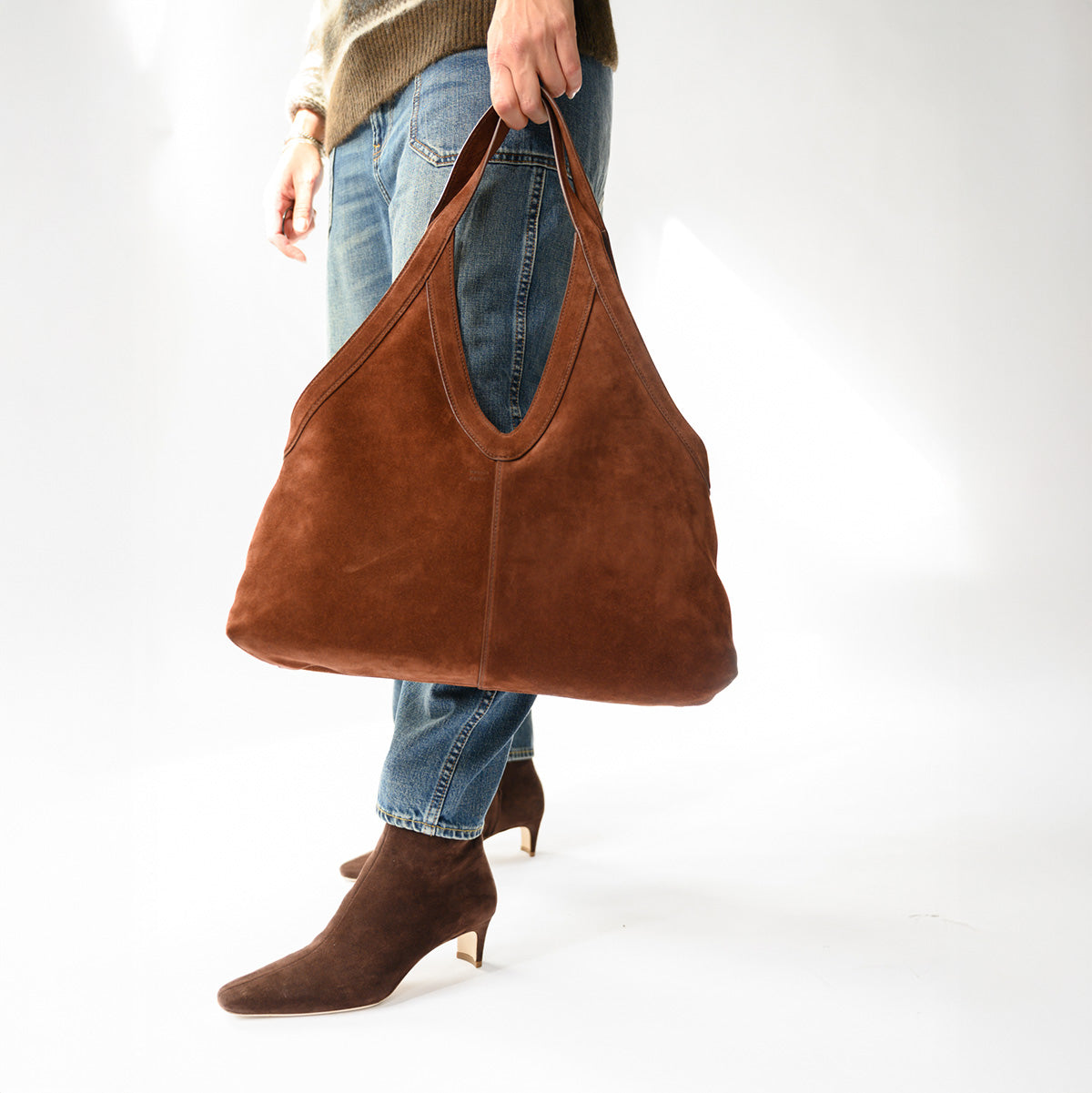 Soft M Tote in Chocolate Suede