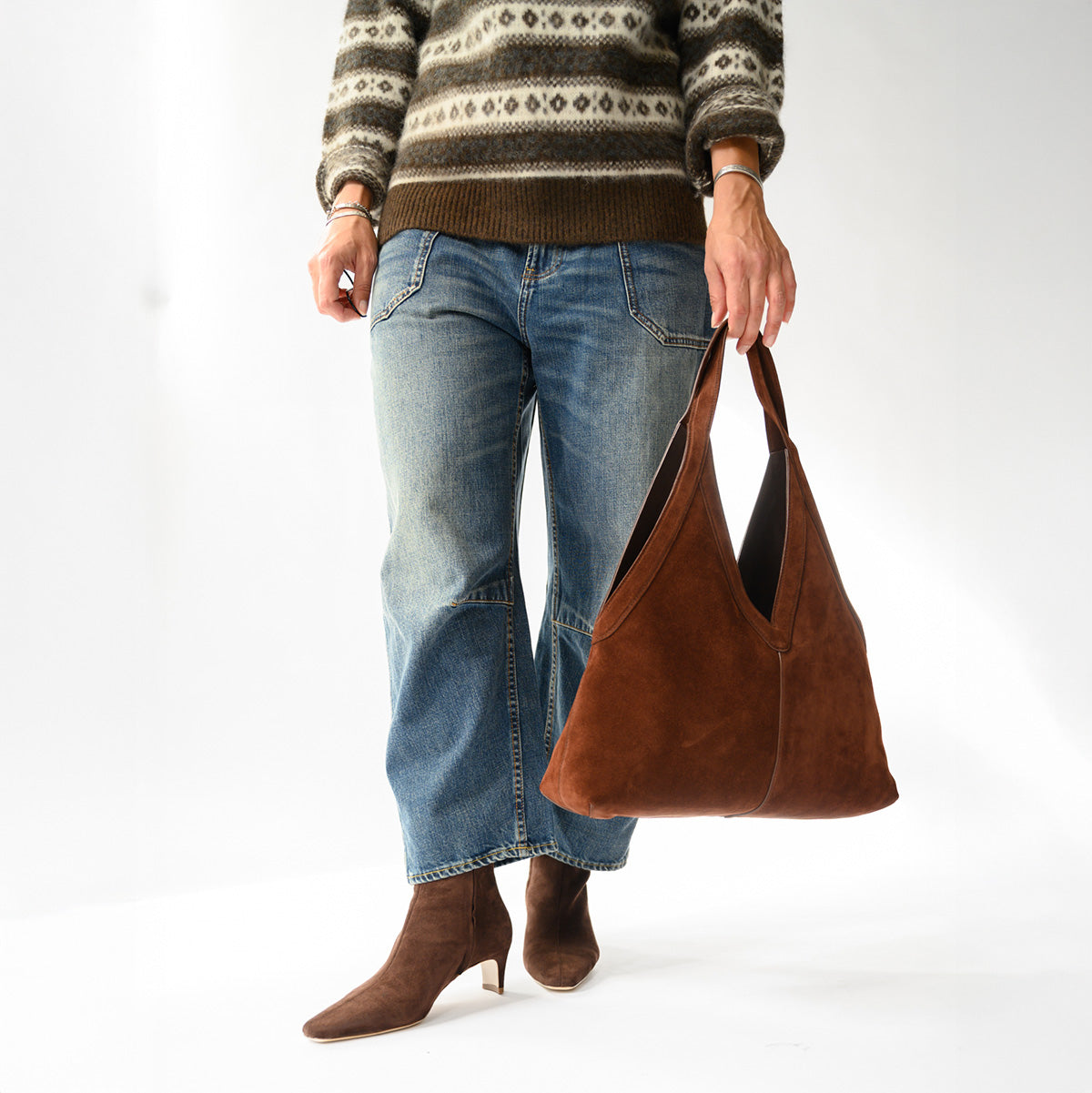 Soft M Tote in Chocolate Suede