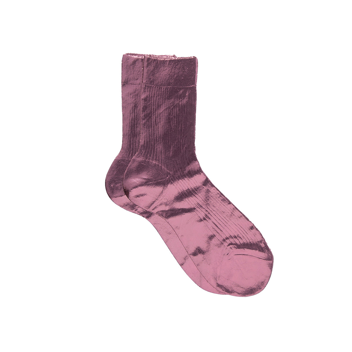 One Ribbed Laminated Socks in Bordeaux