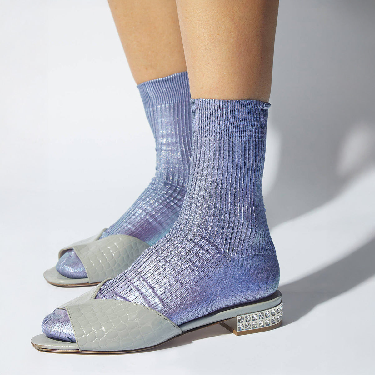 One Ribbed Laminated Sock in Shanty