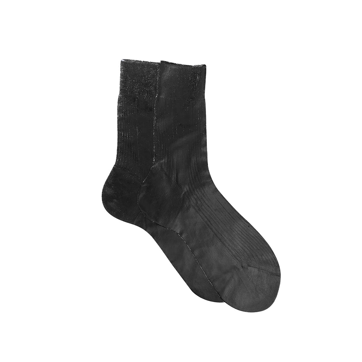 One Ribbed Laminated Socks in Black