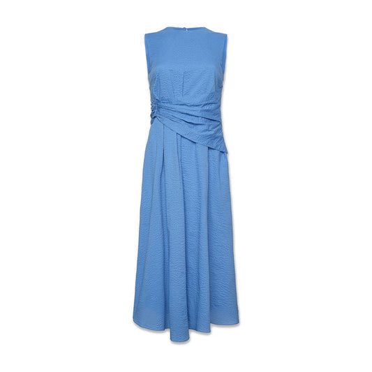 Ruched Sleeveless Dress in Coastal Blue