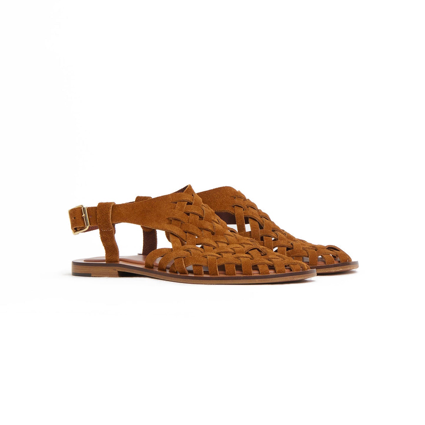 Woven Sandal in Saddle Suede