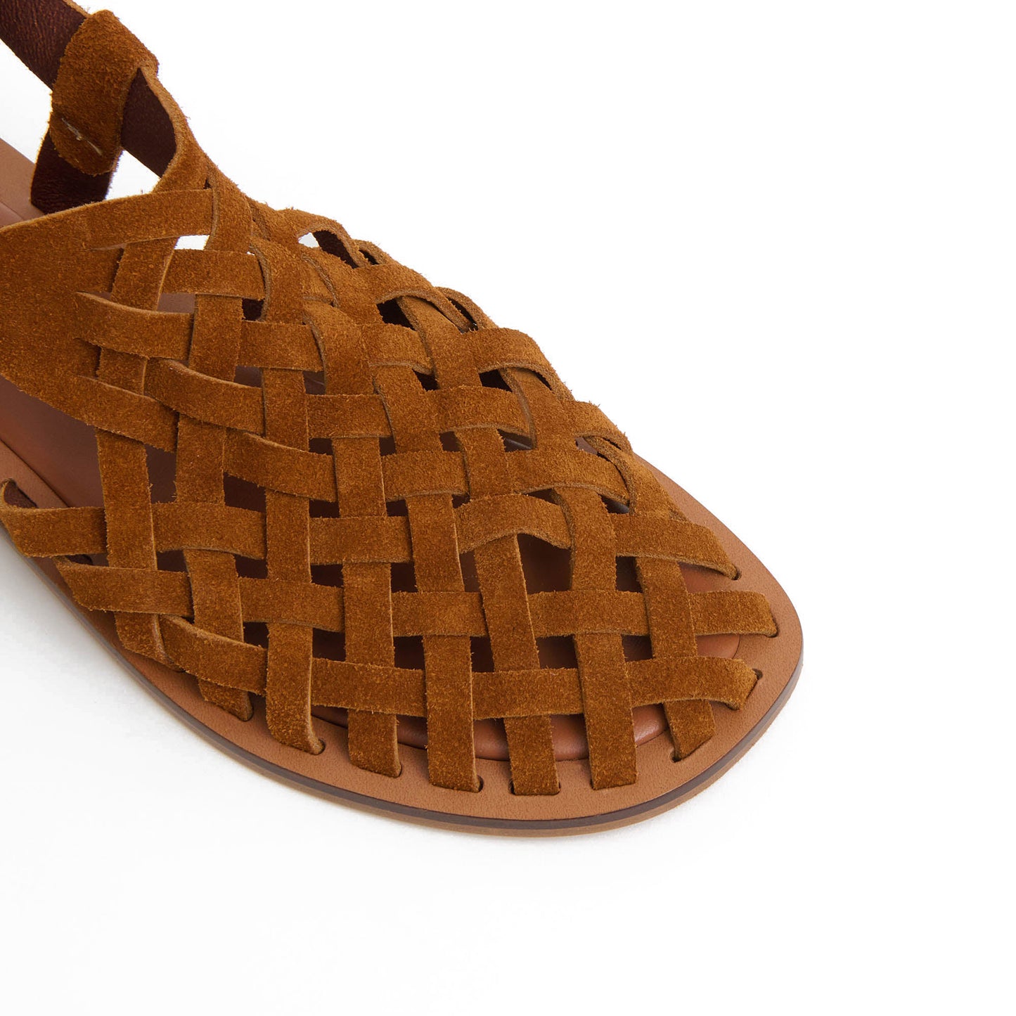 Woven Sandal in Saddle Suede