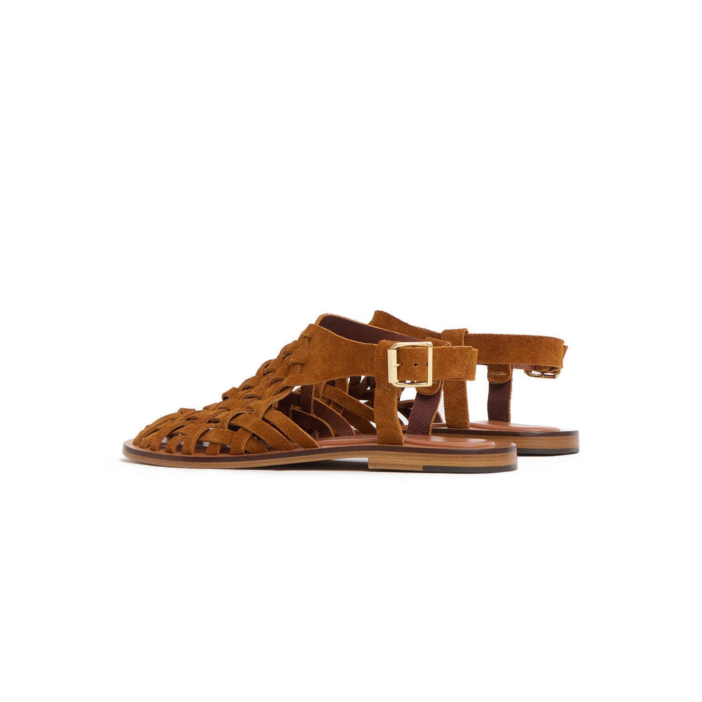 Woven Sandal in Saddle Suede