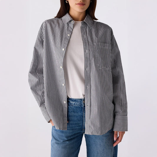 Ruth Oversized Shirt in Black and Eggshell