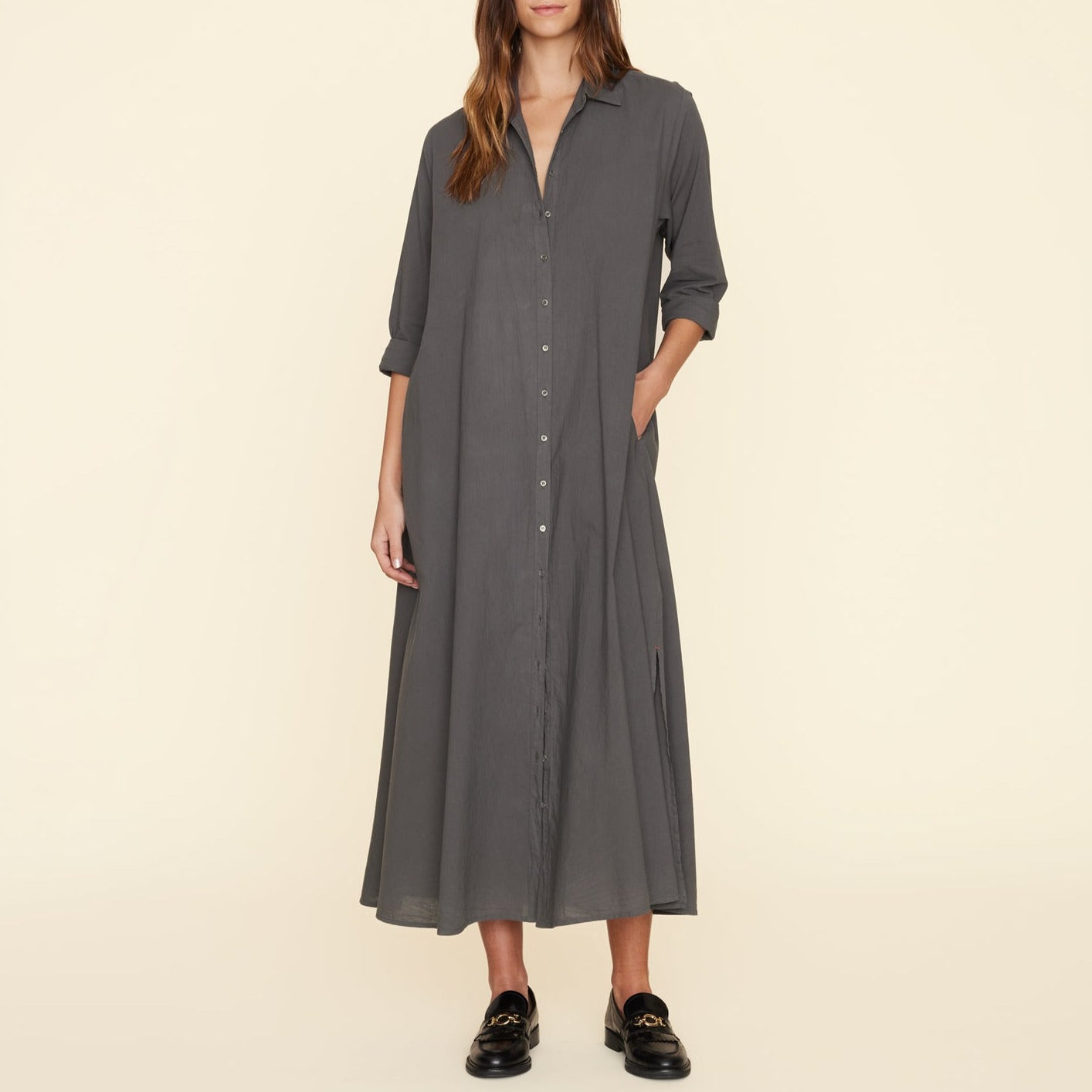 Boden Shirt Dress in Ash Grey