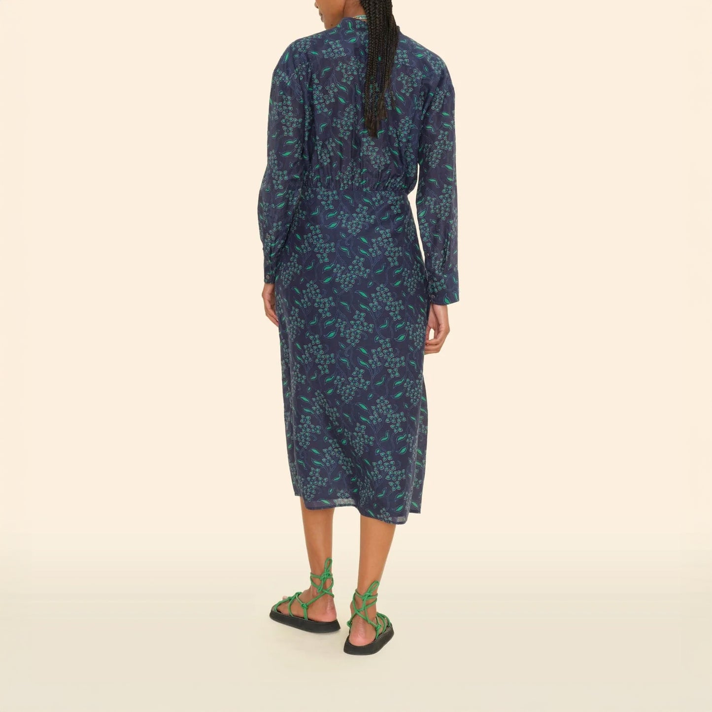 Alana Dress in Navy & Green