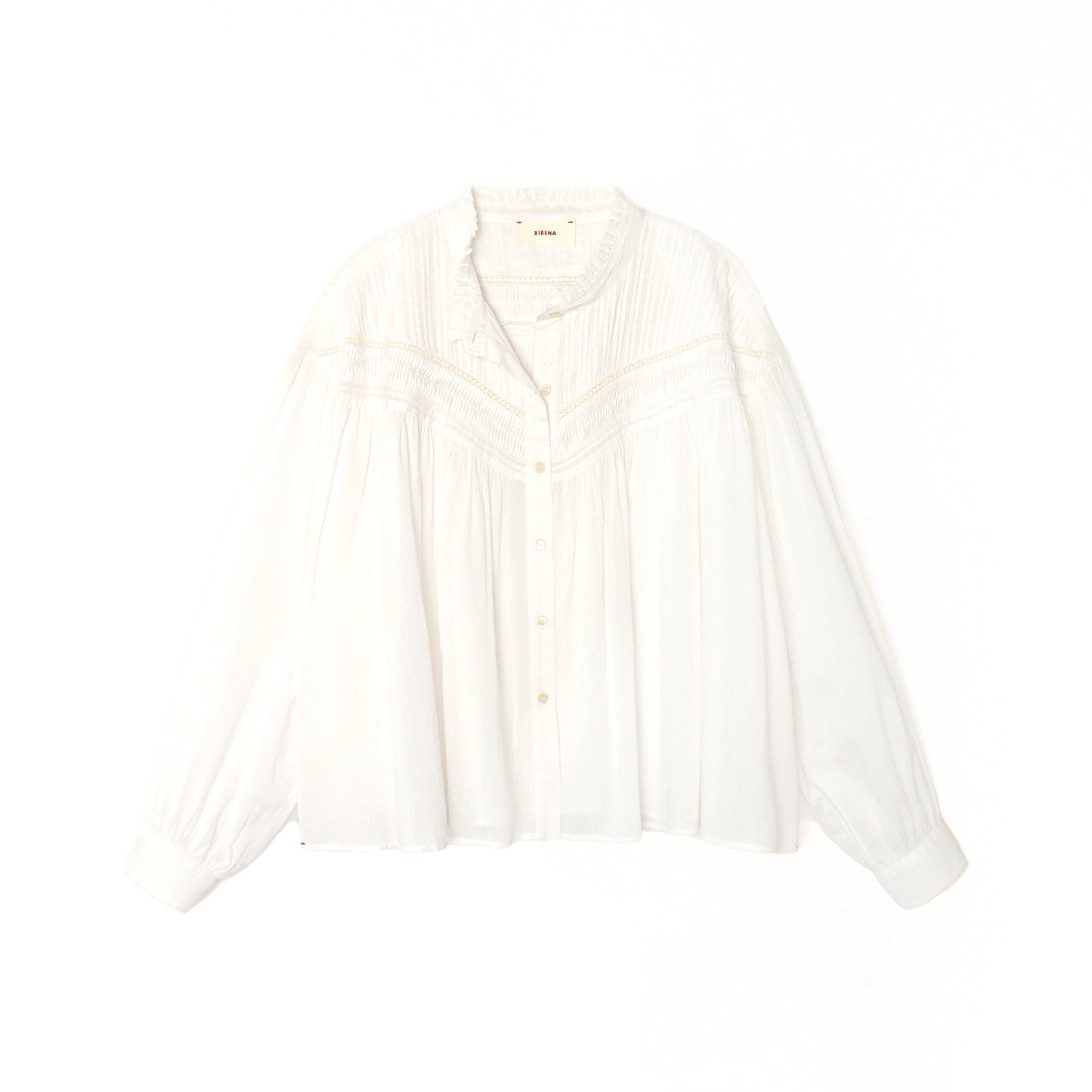 Clara Smocked Viole Blouse in White