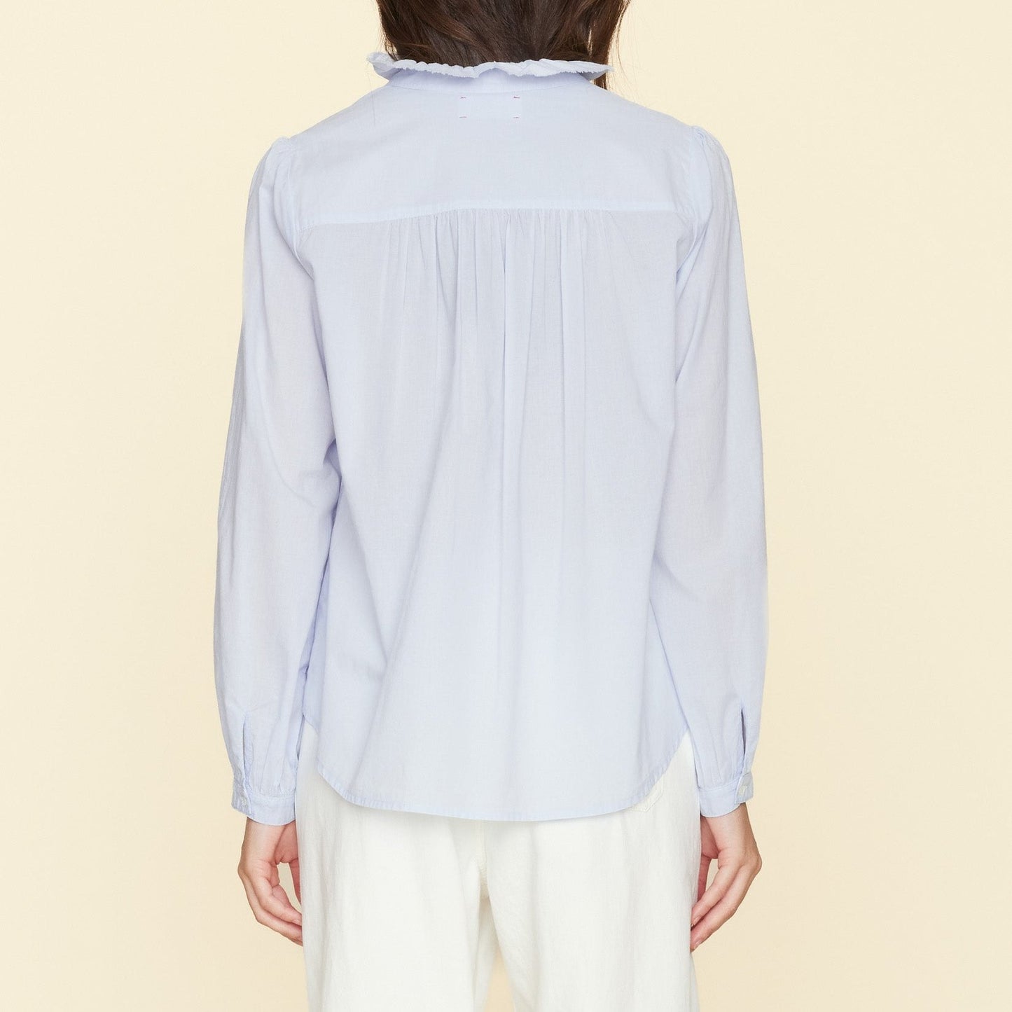 Nicholson Ruffle Blouse in Skylight