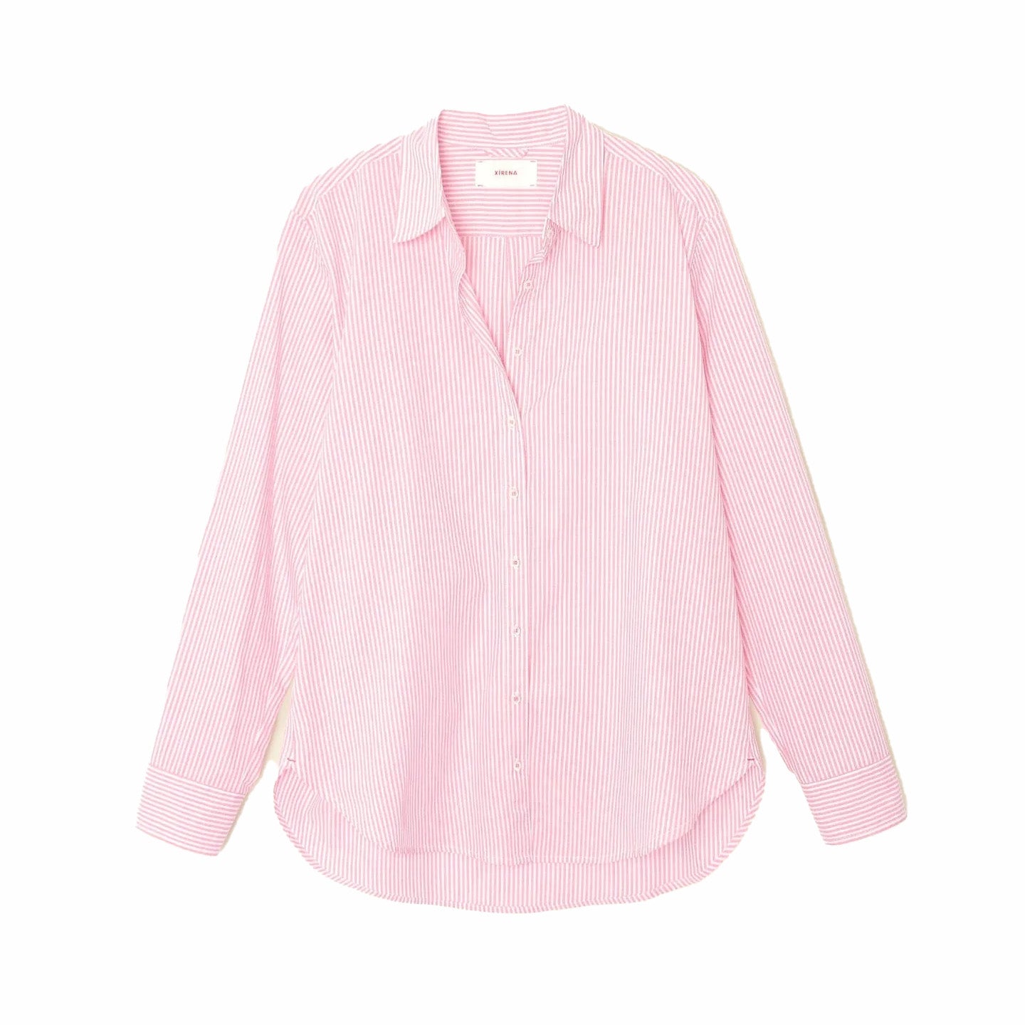 Beau Pinstripe Shirt in Fire Pink