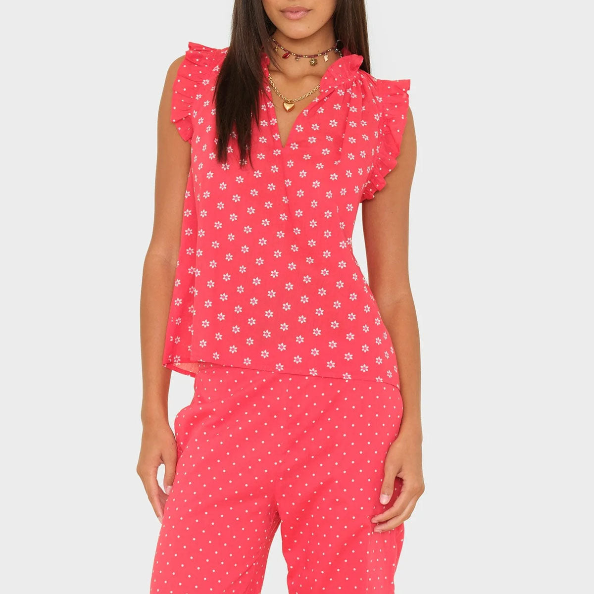 Bex Top in Red Daisy