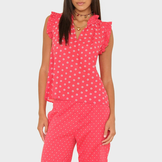 Bex Top in Red Daisy