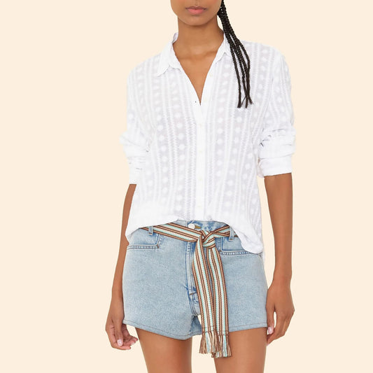 Beau Embroidered Shirt in White