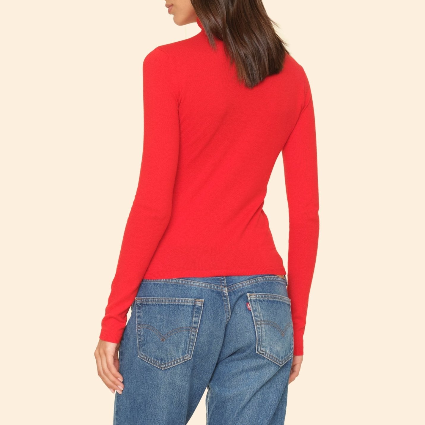 Tommy Turtleneck in Bright Flame Red