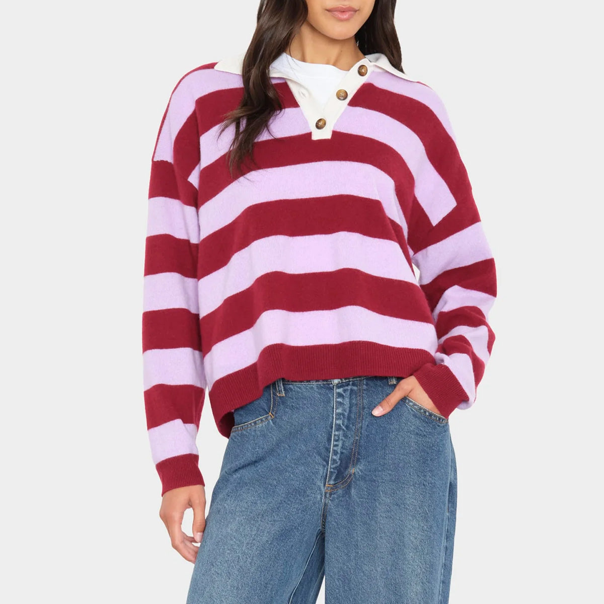 Braxton Sweater in Garnet Petal