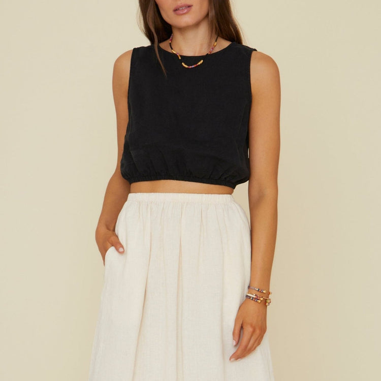 Tallie Cropped Tank in Black