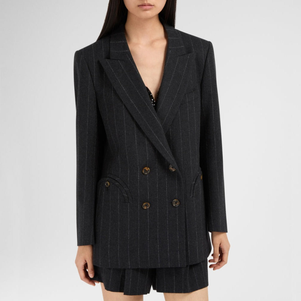 Ferien Everynight Blazer in Grey Pinstripe