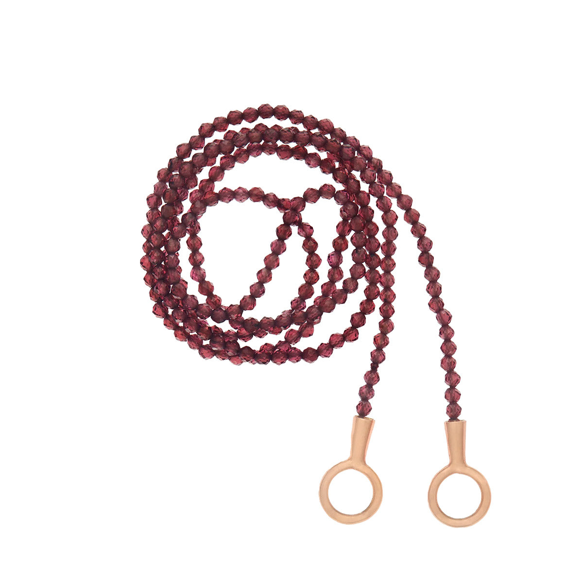 Itty Bitty Garnet Strand in Yellow Gold