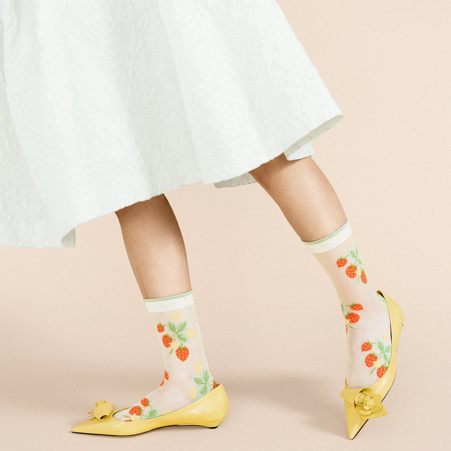 Wild Strawberry Sheer Crew Socks