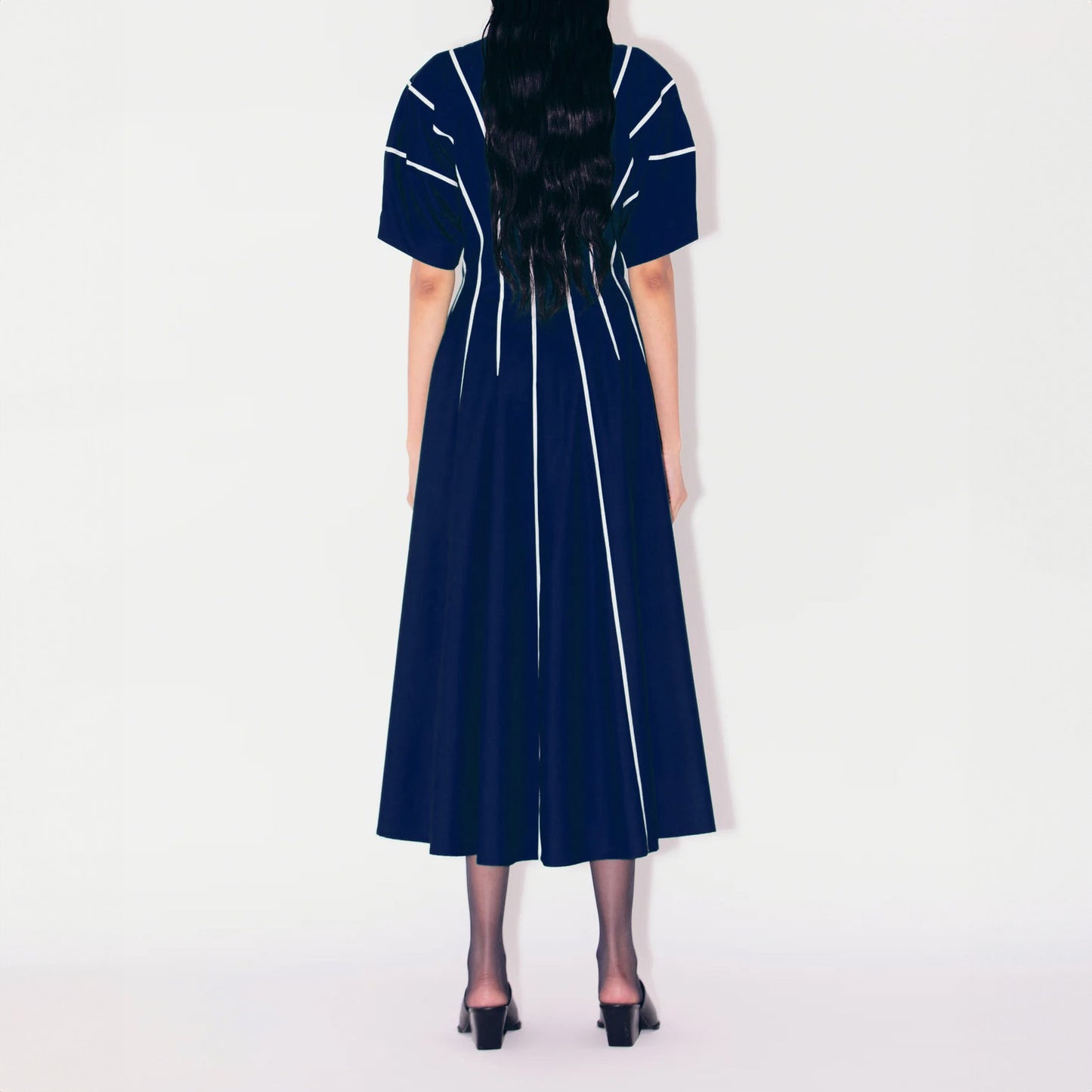 Azaria Geometry Dress in Navy Blue