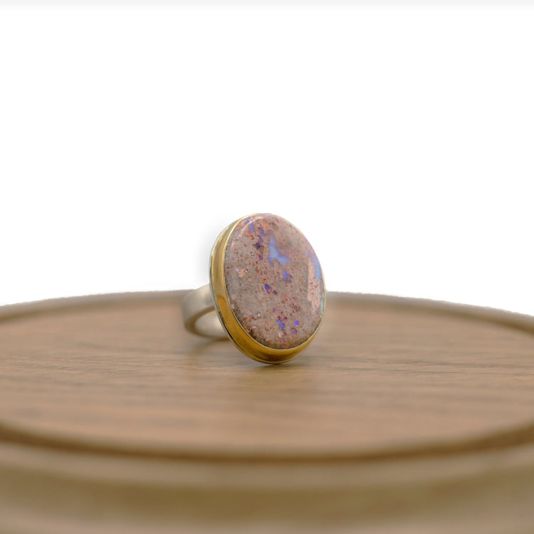Mexican Fire Opal Vertical Oval Ring