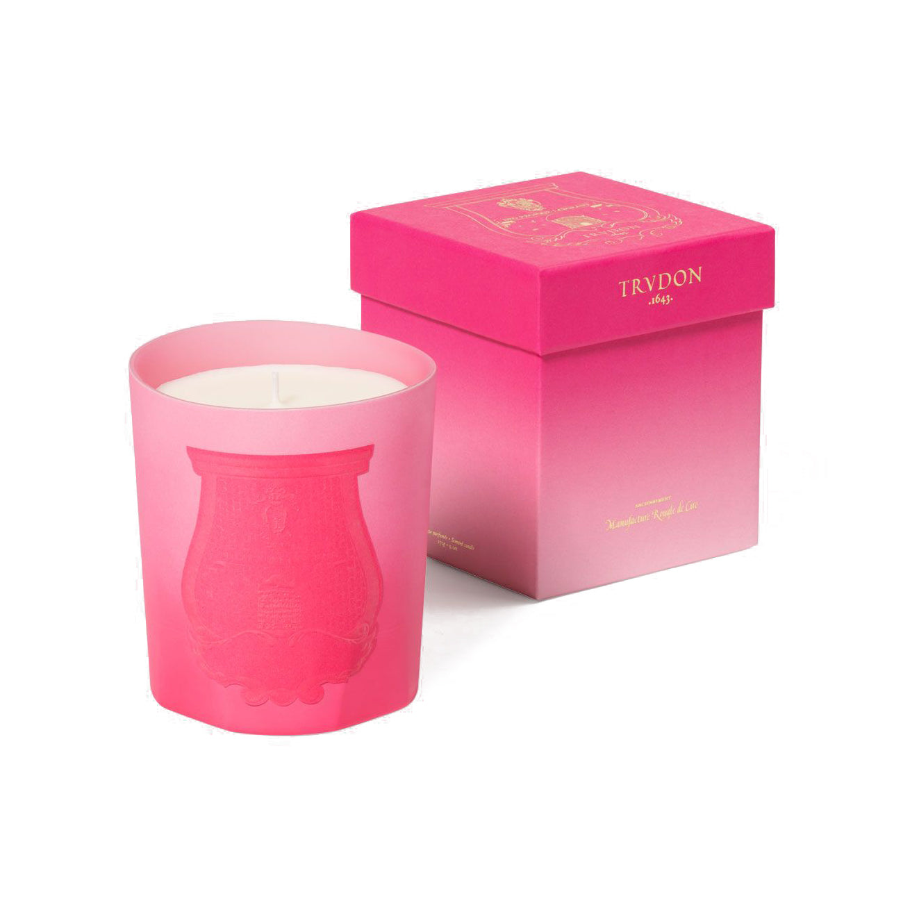 Summer Haze Rose Cake candle with pink packaging, part of Trudon's exclusive summer collection.