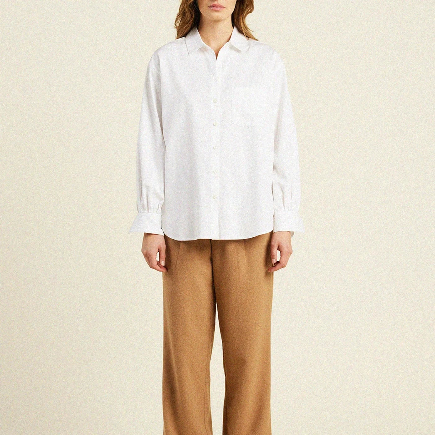 Blake Oversized Blouse in White Twill