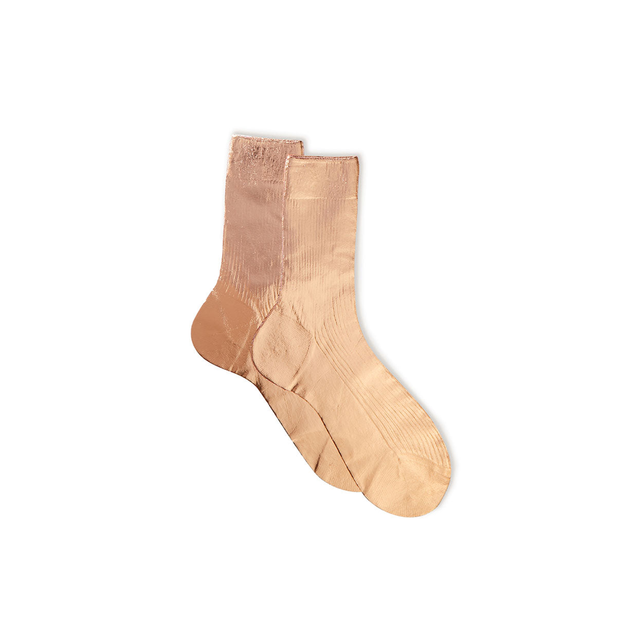 One Ribbed Laminated Sock in Rosa