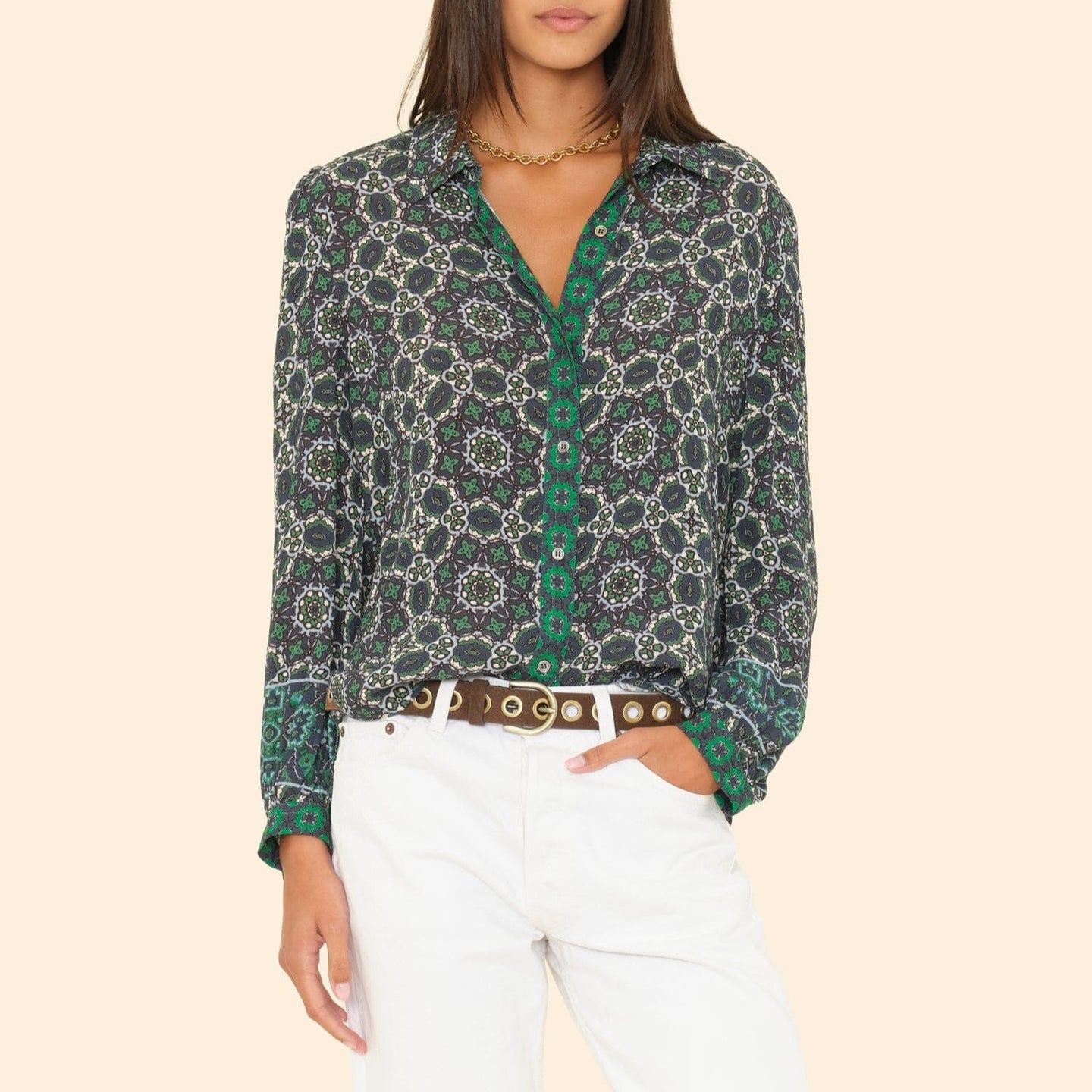 Gaby Shirt in Navy Tile