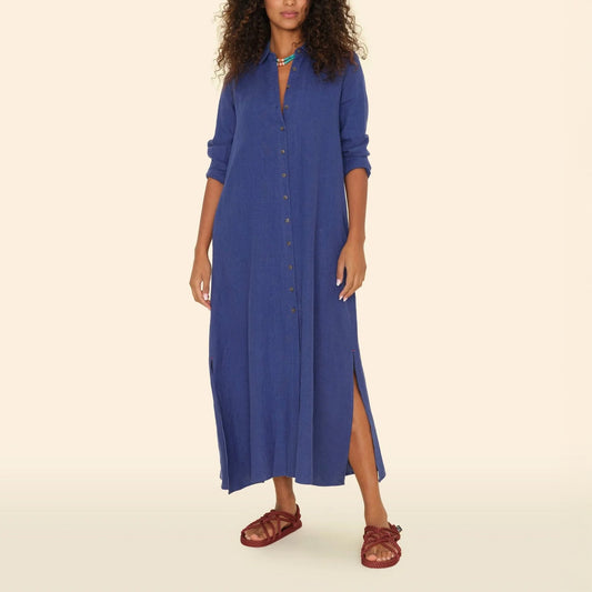 Boden Linen Dress in Blueprint