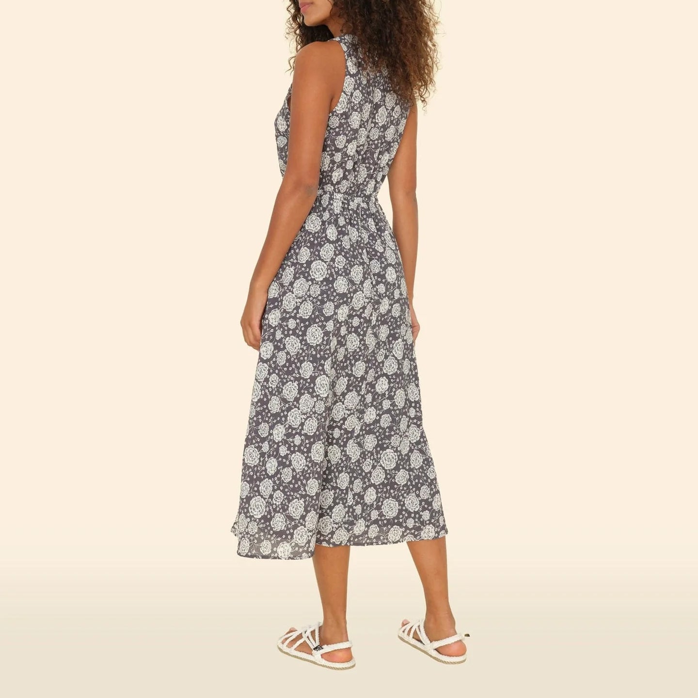 Vivian Floral Dress in Smokey Gray