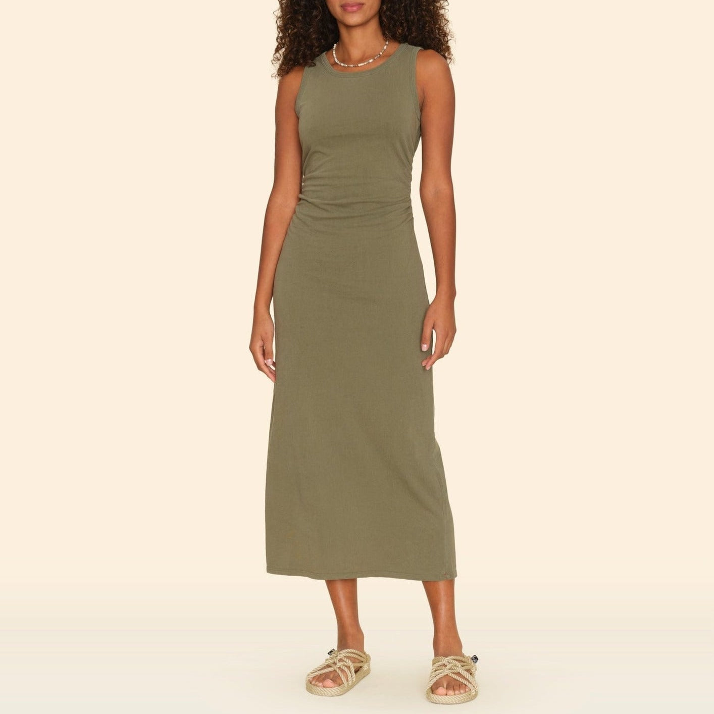 Pia Tank Dress in Dune Green