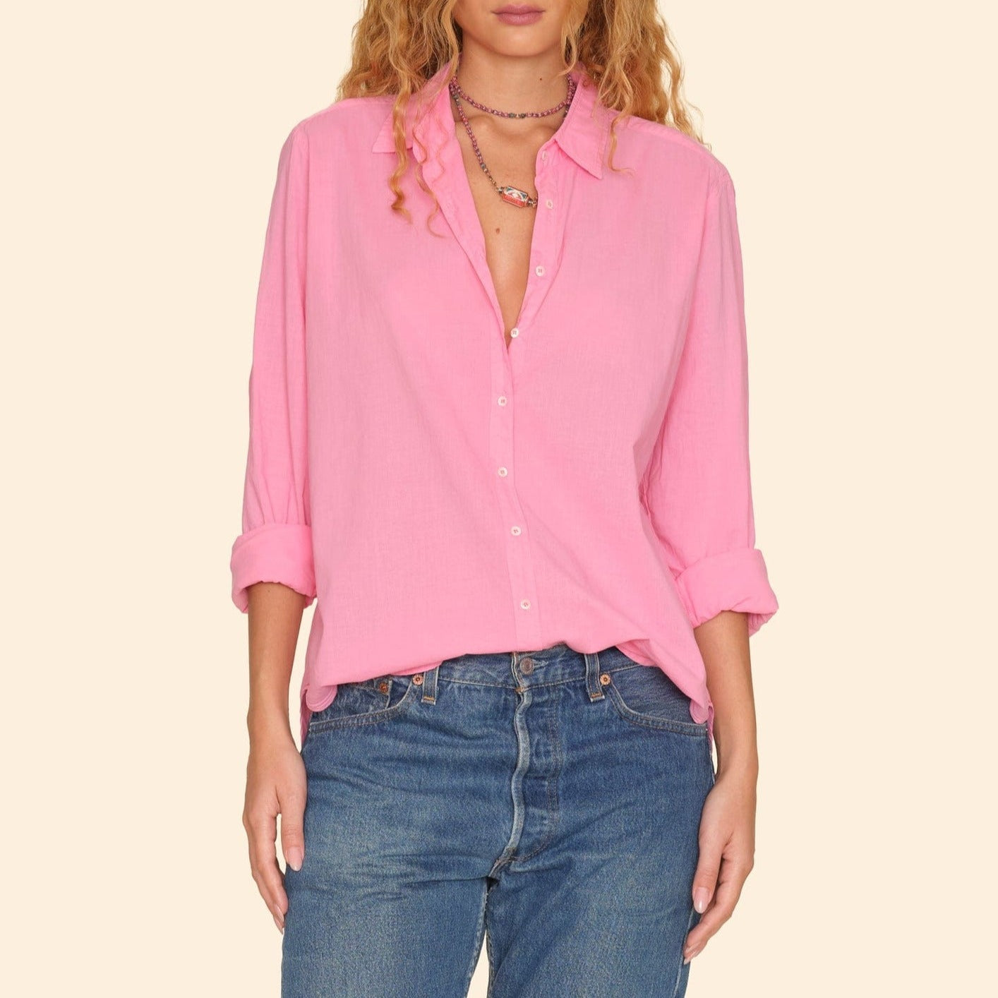 Beau Button Up  in Rose Pink