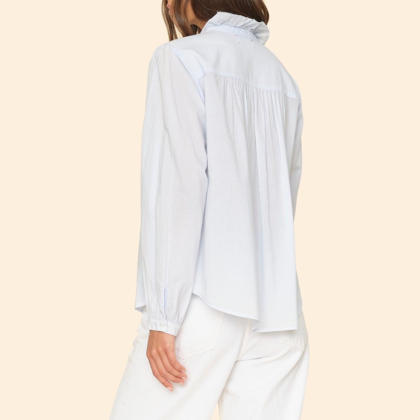 Nicholson Ruffle Blouse in Skylight